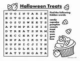 Word Search Halloween Printable Kids Searches Coloring Pages Activities Print Fun Easy Activity Children Clipart Treats Games Words Puzzles Yum sketch template