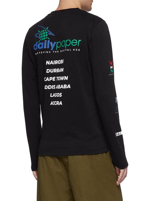 daily paper cotton feff logo print long sleeve  shirt  black  men lyst