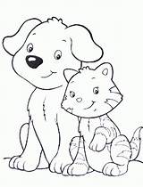 Coloring Pages Printable Dog Cat Pet Dogs Cats Colouring Color Kids Print Sheets Cartoon Cute Drawing Getcolorings Animals Choose Board sketch template