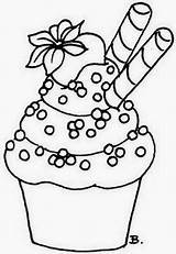 Cupcake Colorear Doces Dessert Tulamama Tegning Buch Digi Mano Bolos Creams Sorvetes Bordar Billedkunst Desenho Malesider Pekes Broderi Udskrivning Tambour sketch template