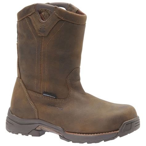 mens carolina  lightweight waterproof composite toe wellington work boots brown