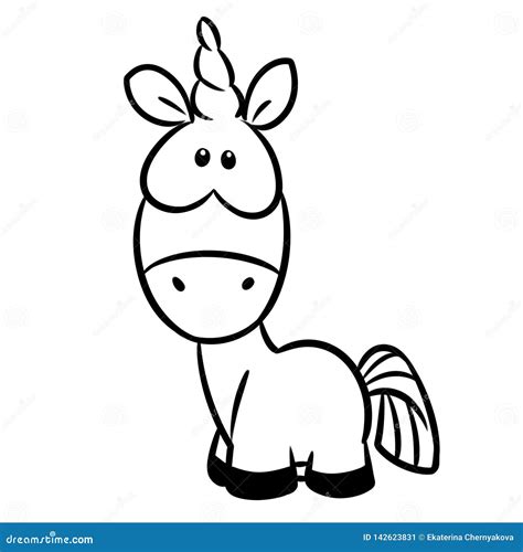 unicorn cartoon coloring page stock illustration illustration