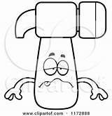 Hammer Mascot Sick Clipart Cartoon Cory Thoman Outlined Coloring Vector Depressed sketch template