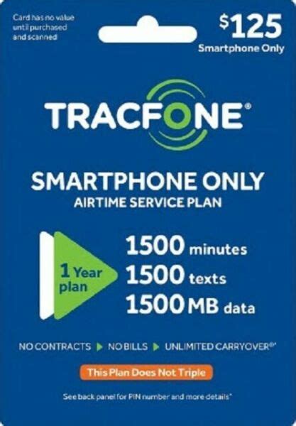 Tracfone Smartphone 365 Days 1500 Minutes Data Text Digital Refill Plan