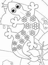 Coloring Gecko Cute Cartoon Pages Coloringpagesfortoddlers sketch template
