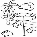 Beach Coloring Pages Printable Book Kids Summer Scene sketch template