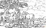 Coloring Landscape Pages River Adults Mares Foals Stubbs George Detailed Colouring Printable Nature Spring Supercoloring Landscapes Scenery Painting Color Famous sketch template