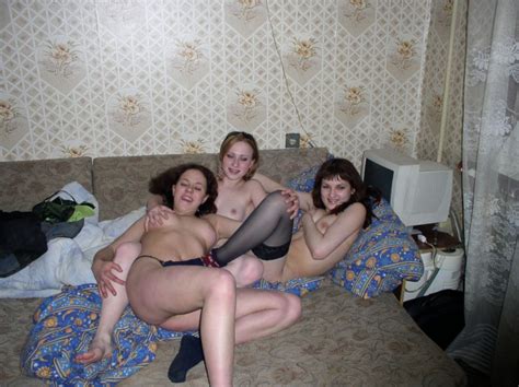 three amateur russian lesbians have fun in bed russian sexy girls