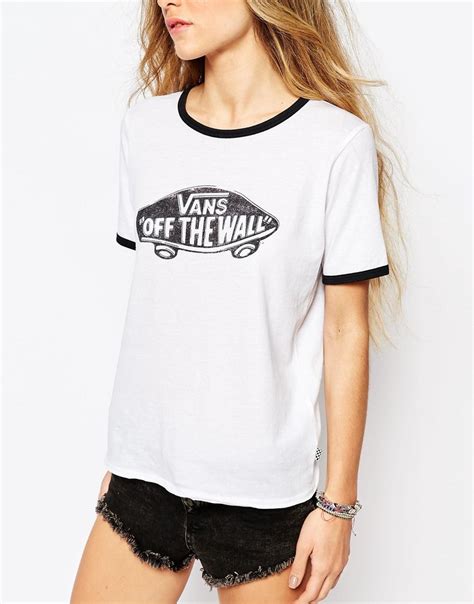 vans fitted retro ringer  shirt  contrast piping   wall logo  asoscom clothes