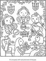 Coloring Pages Tea Party Princess Colouring Color Print Adult Book Birthday Sheets Cook Girls Parties Adults Dover Publications Welcome Monica sketch template