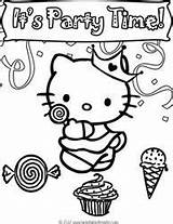 Kitty Hello Birthday Coloring Pages Printable Cake Print Party Cat Colouring Treats Kids Printabletreats sketch template