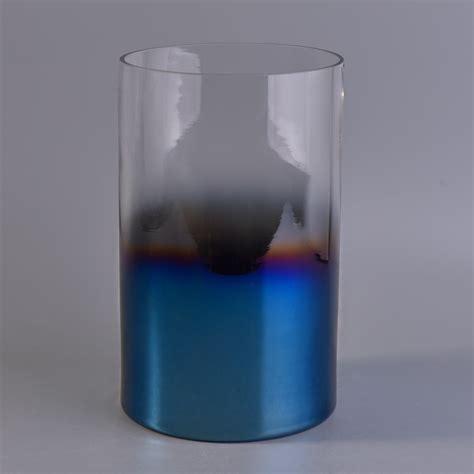 Cylinder Iridescence Glass Candle Holder On