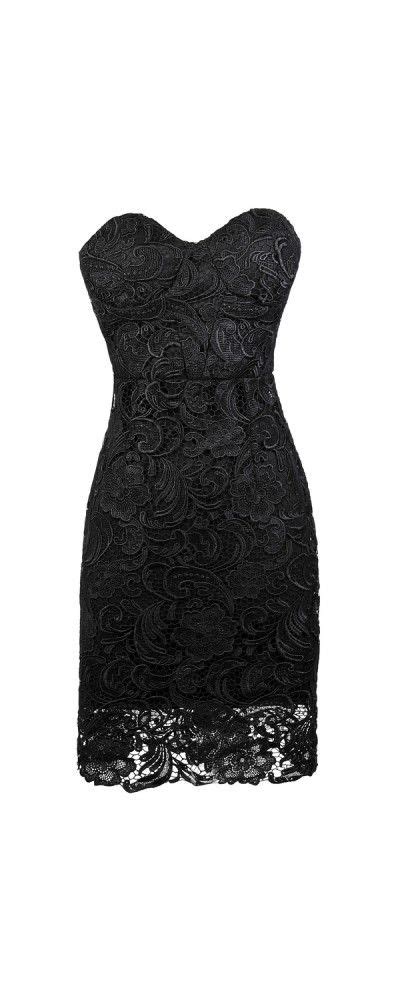 bella glamorous floral lace strapless bustier dress in black black