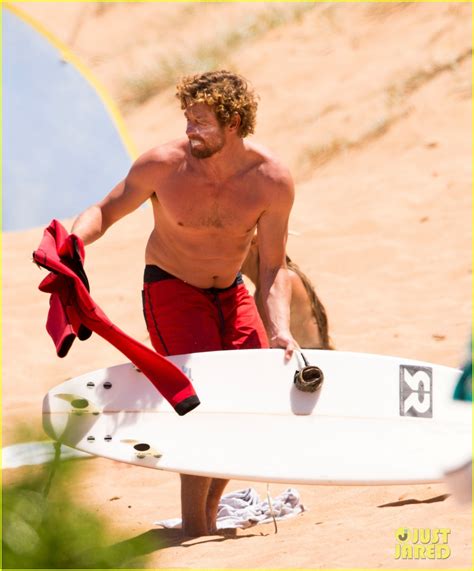 Simon Baker Shows Off His Shirtless Body Surfing Photo 3286748