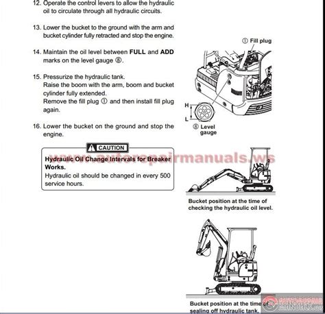 mini excavator operation manual