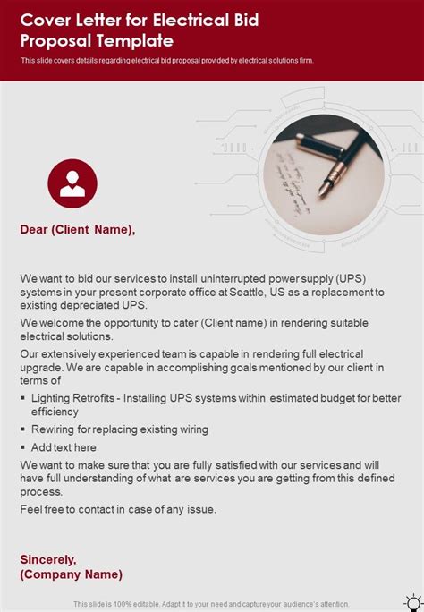 cover letter  electrical bid proposal template  pager sample