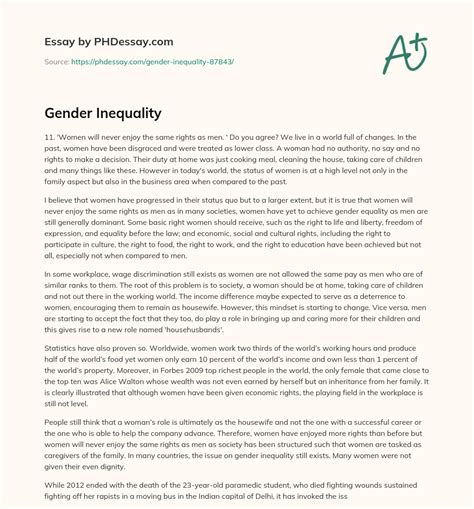 gender inequality  words phdessaycom