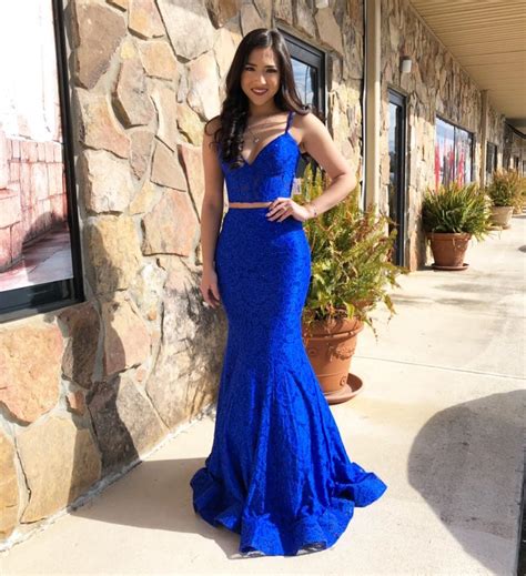 high quality french lace prom dressroyal blue  piece prom dress   piece prom dress
