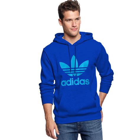 adidas hoodie adi originals trefoil hoodie  blue  men lyst