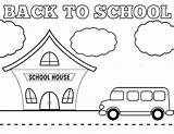 Mewarnai Sekolah Sketsa Aktifitas Kelas Menggambar Buku Sekolahan Everfreecoloring Bus Kembali Mom sketch template