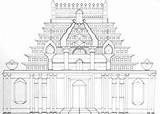 Architecture Temple Drawings Coloring Hindu Stair Royal Drawing sketch template