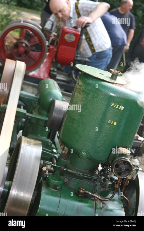 stationary engine enthusiast tending   engine   show  county armagh northern ireland