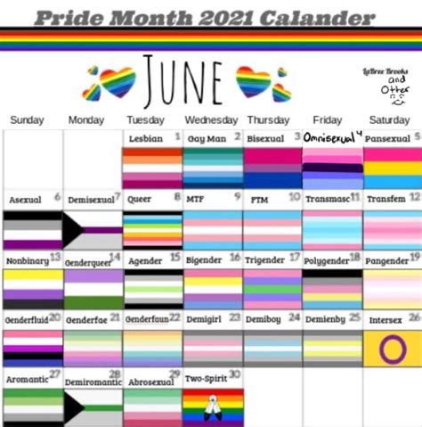 pride month calendar not mine by idioticotter on deviantart