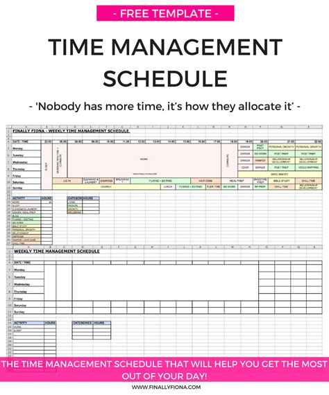 time management schedule         day