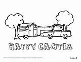 Camper Coloring Pages Happy Campers Camping Printable Vintage Colouring Trailers Modern Signs June Caravan Wordpress Patterns Embroidery sketch template