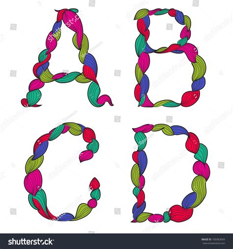 alphabet   curls vector creative vintage colorful font