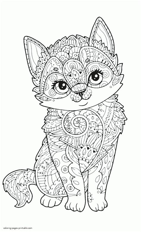 adult coloring animal pages cute cat coloriage mandala animaux