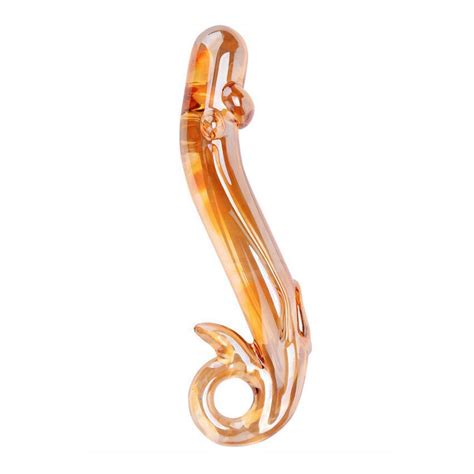 Golden Glass Dildo Artificial Penis Toys Crystal Anal Bead Butt Plug