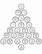 Advent Calendar Christmas Numbers Printable Tree Print Drawing Template Shape Getdrawings Printing sketch template