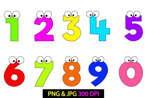 funny numbers cartoon characters clipart graphic  saritakidobolt creative fabrica