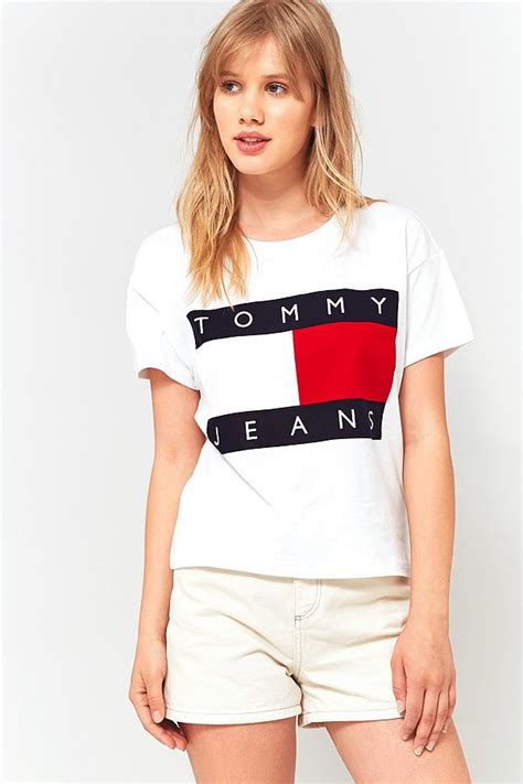 Tommy Hilfiger 90s White Logo T Shirt Urban Outfitters Uk