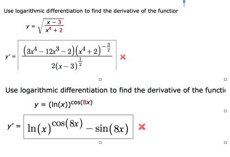 solved  logarithmic differentiation  find  cheggcom