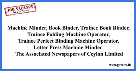machine minder book binder trainee book binder trainee folding machine operator trainee