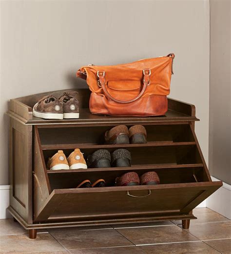 wooden shoe storage chest  handle plowhearth