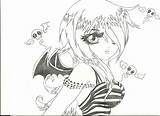 Anime Girl Coloring Pages Vampire School Demon Angel Devil Drawing Ako Girls Angels Drawings Neko Print Ninja Adult Artist Emo sketch template