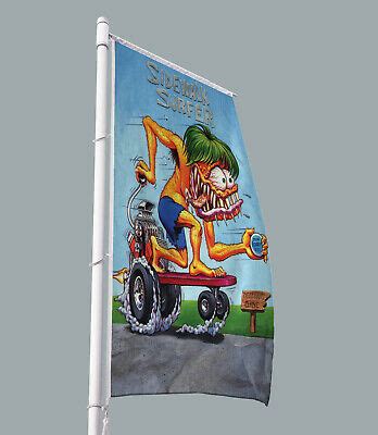 rat fink sidewalk surfer flags banner art xft artwork vertical