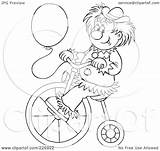 Clown Bike Balloon Coloring Outline Riding Illustration Royalty Clipart Rf Bannykh Alex sketch template