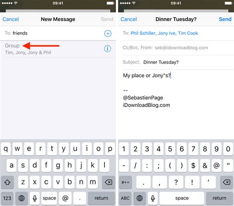 send  group email  iphone  ipad