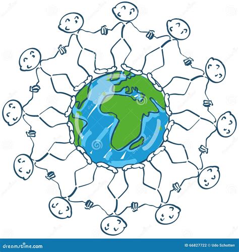 stick figures hugging  global world vector illustration