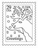 Stamp Francobollo Rentier Usps Natalizio Francobolli Reindeer Pourfemme Stampare Calendar Salvato sketch template