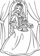 Coloring Cat Princess Pages Princesses Popular sketch template