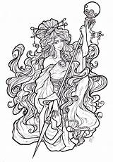 Coloring Pages Drawing Harley Princess Davidson Deviantart Adult Outline Fairy Quinn Alphonse Mucha Lineart Luna Nouveau Adults Sheets Printable Vector sketch template