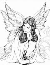 Coloring Pages Fairy Adult Adults Drawings Book Deviantart Evil Colouring Para Line Colorir Crouching Desenhos Fantasy Print Printable Fairies Sheets sketch template