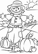 Coloring Pages Scarecrow Kids Print sketch template