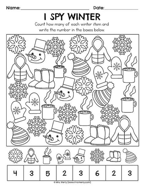 spy winter  printable worksheet  merry
