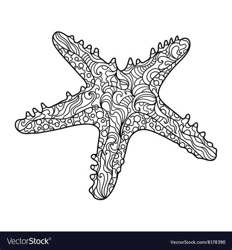 starfish coloring book  adults royalty  vector image